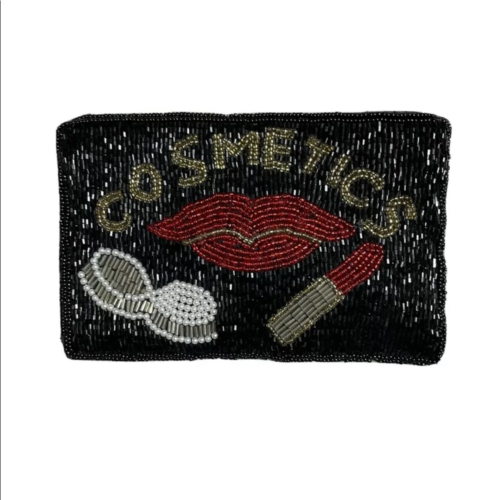 Walborg Vtg Beaded Small Pouch Bag "Cosmetics"